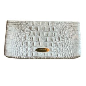 Brahmin Shell White/Ivory Croc-Embossed Leather Clutch/Wristlet